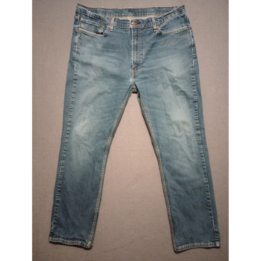 Levis 514 Straight Fit Jeans Mens 40x30 Light Wash Blue Denim Pants 00514-1086